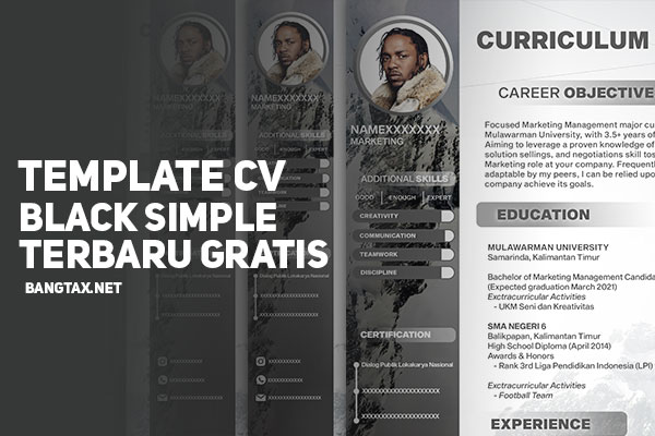 Template CV (Curriculum Vitae) Tema Black Simple Terbaru, Gratis!