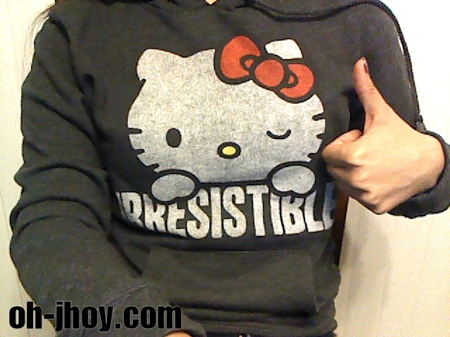  relax at home with my hello kitty hoodie that I bought from forever 21.