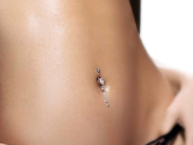 Jeweled dollar sign belly button ring - Navel Piercing