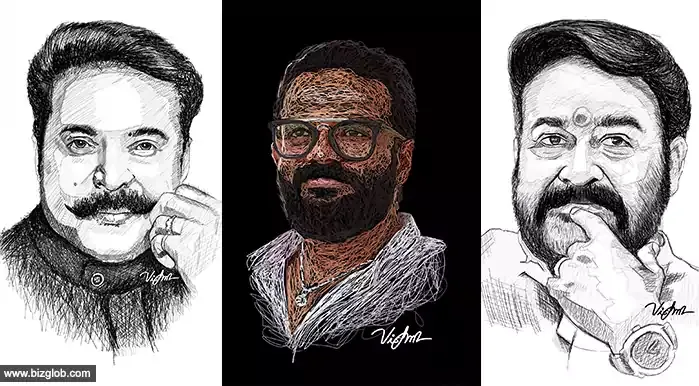 Actor Mammootty, Mohanlal, Jayasurya Mobile Drawings