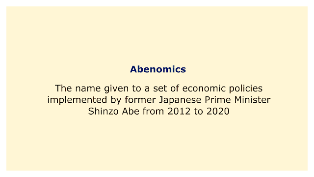 The name given to a set of economic policies implemented by former Japanese Prime Minister Shinzo Abe from 2012 to 2020.