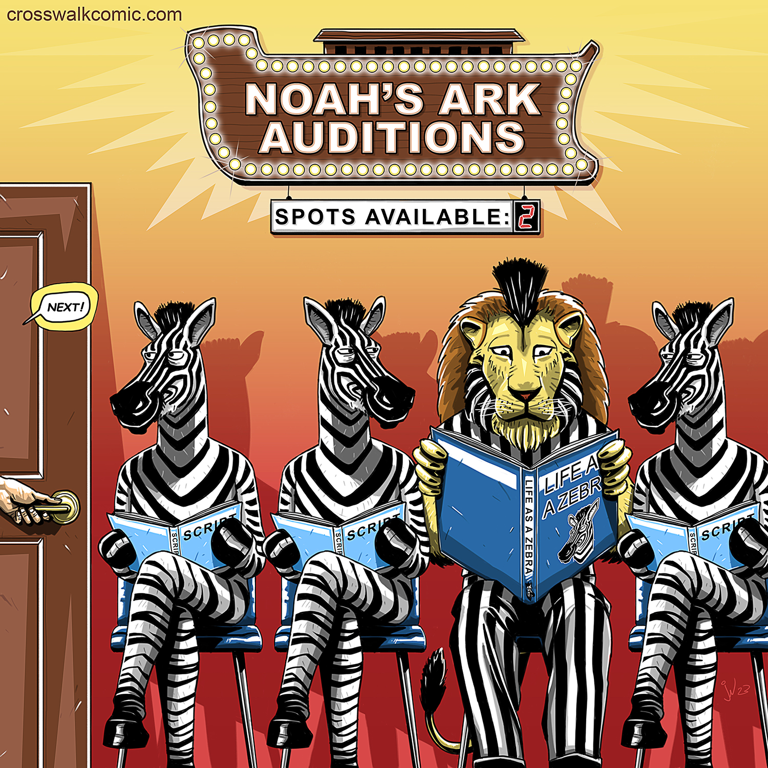 Noahs Ark Auditions Cross Walk Bible Comic Strip Webcomic