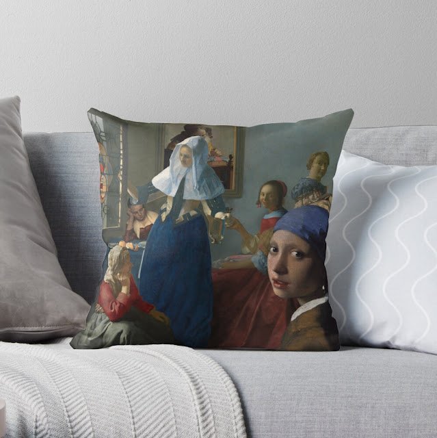 Johannes Vermeer art adaption throw pillow