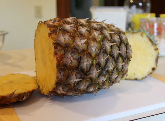 The First Step in Cutting Fresh Pineapple