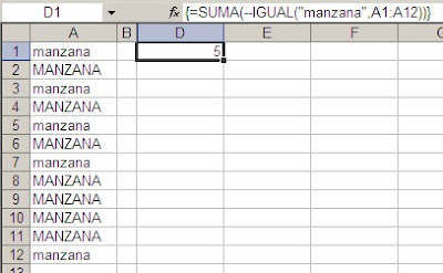 Contar condicional con mayusculas