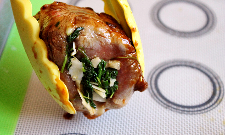 Pan Seared Shallot Stuffed Pork Fillet