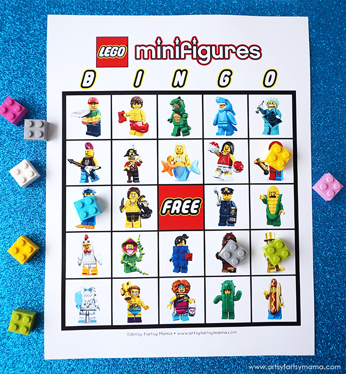 Download and print Free Printable LEGO Minifigure Bingo to play at parties and just for fun!