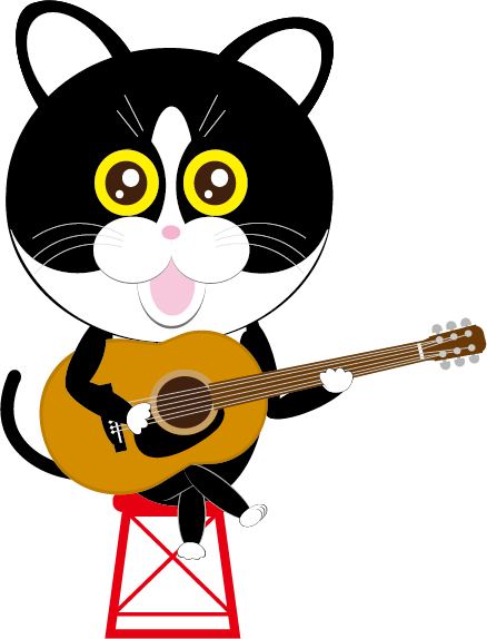 Free Garden Guitar Illustration ギター弾く猫 のイラストフリー素材