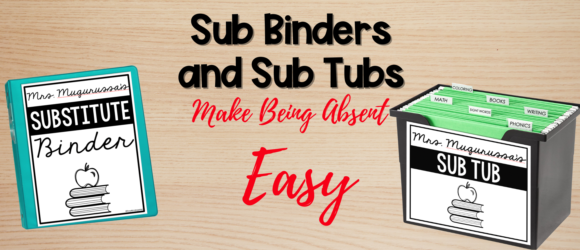 Sub tubs Sub binder and Easy Lesson plans