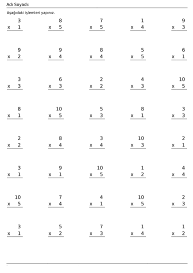 2. Sınıf,Matematik, Çarpma İşlemi