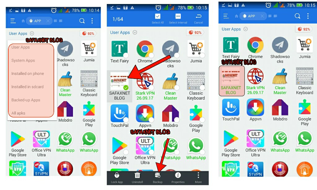 how to send apps on android