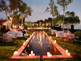 Decoración con velas elegante para bodas y decoración de piscina