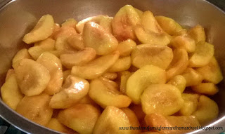 Peaches peeled and quartered