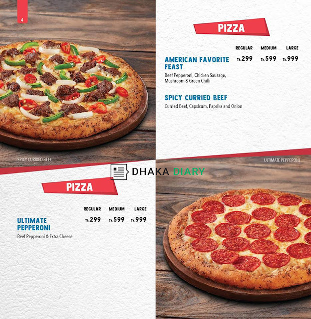 Domino’s Pizza Bangladesh contact number & Menu 