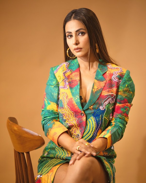 hina khan cleavage blazer hot actress