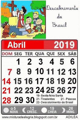 Calendário abril de 2019