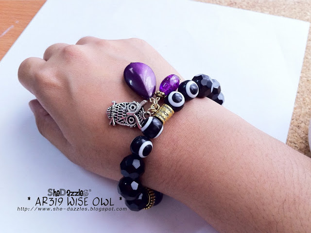 purple-owl-charm-bracelet-stretchable