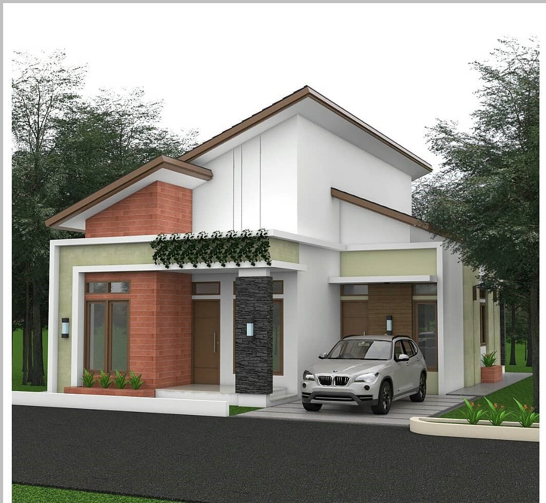 Desain Dan Denah Rumah Terbaru Dengan Konsep Atap Miring Satu Arah
