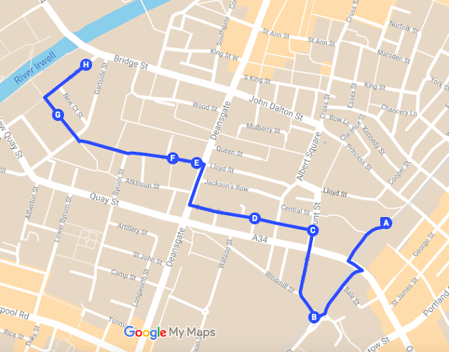 Map from St Peter's Square to People's History Museum