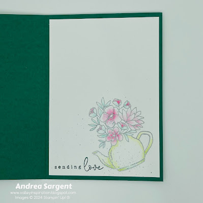 Show that special person you care with a personally created Shaded Spruce card featuring a pot of Country Flowers.