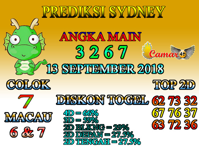 Prediksi Togel Sydney 13 September 2018