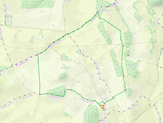 Map for Walk 236: Lilley Loop