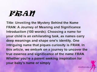 meaning of the name "FRAN"
