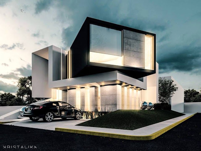 Desain rumah mewah minimalis modern 2 lantai