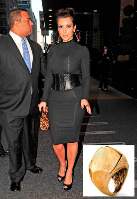 Kim Kardashian's 14kt Yellow Gold Plated Faceted Boulder Ring