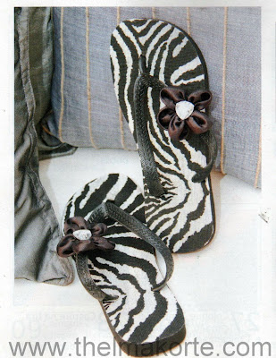 CHINELO DECOUPAGE COM TECIDOS DE PELE DE ZEBRA