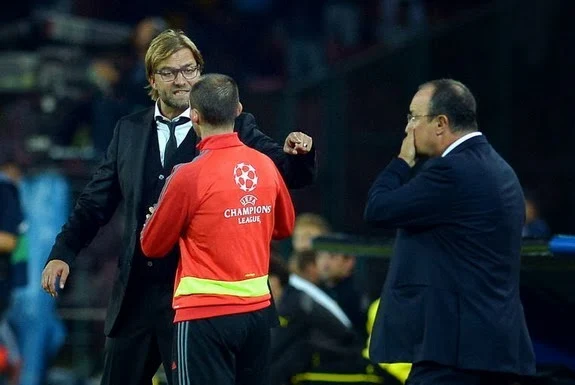 Dortmund coach Jürgen Klopp is sent off against Napoli after angrily arguing with the fourth official