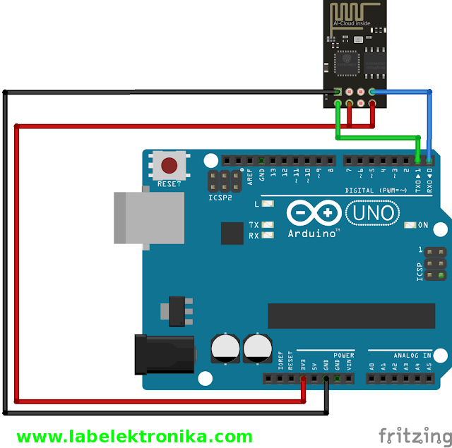 WIRING KONFIGURASI WIFI MODULE ESP8266 ESP-01 DENGAN ARDUINO 