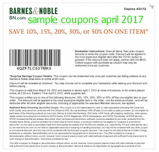 Barnes and Noble coupons april 2017