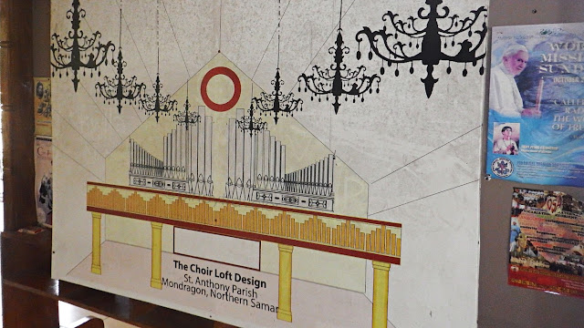 a tarpaulin poster of "The Choir Loft Design" inside St. Anthony of Padua Parish Church in Mondragon Northern Samar