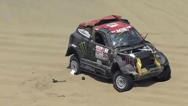 Dakar 2018. Coche siniestrado de Nani Roma y Alex Haro