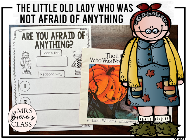 The Little Old Lady Who Was Not Afraid of Anything book activities unit with  literacy activities, reading printables, and a craft for Halloween in Kindergarten and First Grade