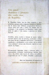 Arthur Azevedo e sua época | R. Magalhães Júnior | Editora: Civilização Brasileira | Coleção: Vera Cruz | Volume: 104 | 1966 | Contracapa |