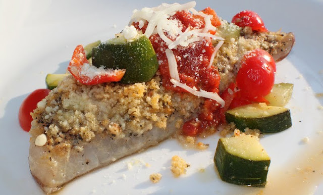 this is a thick piece of haddock with zucchini salsa on top