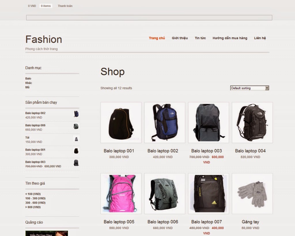 thiết kế website bán hàng túi xách chuyên nghiệp