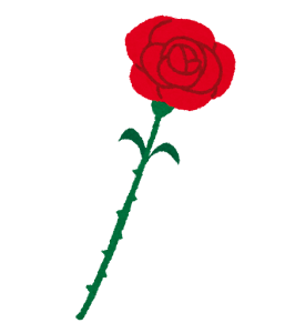 いろいろな一輪のバラの花のイラスト（赤）