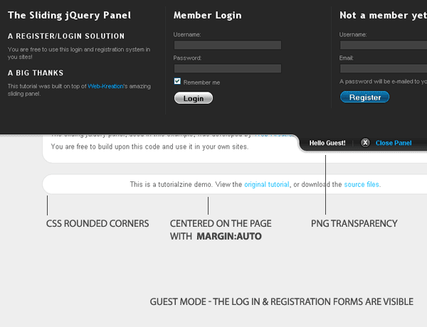 The registration / login system