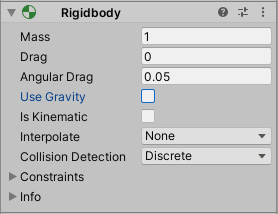 Turning off the use gravity checkbox