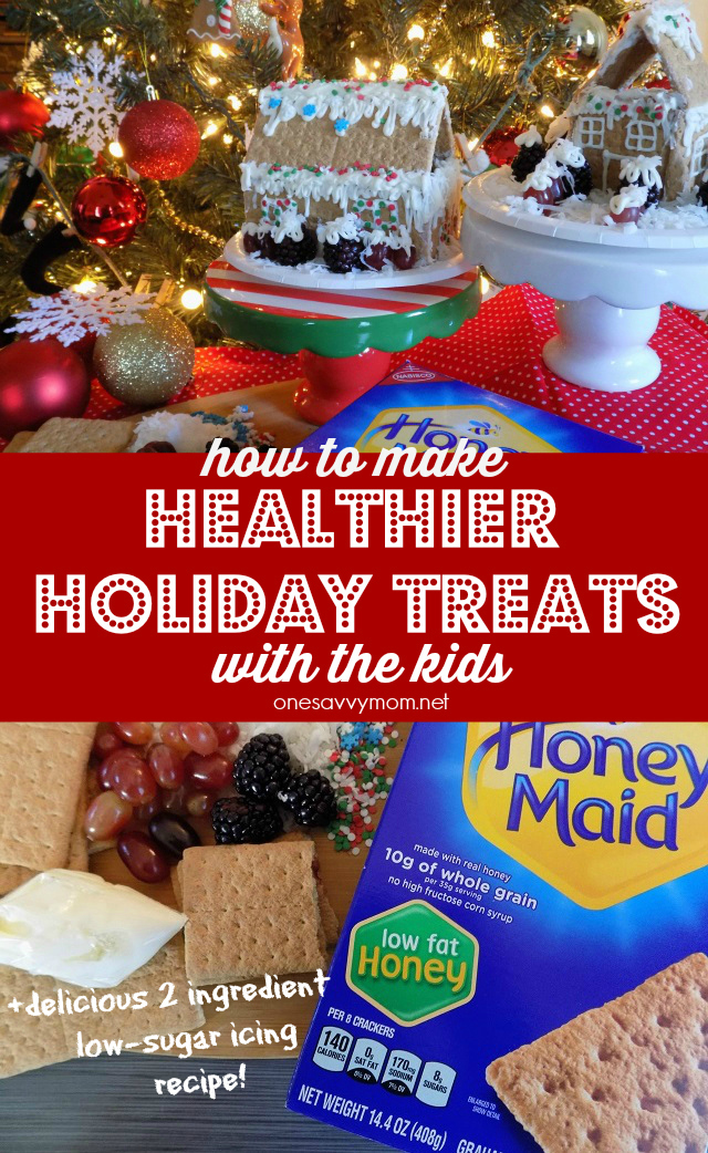 How To Make Healthier Holiday Treats With The Kids + Delicious 2 Ingredient Low Sugar Icing Recipe #HoneyMaidHouse Honey Maid Graham Crackers One Savvy Mom onesavvymom blog