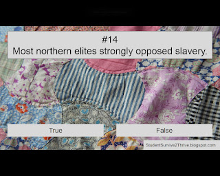 Most northern elites strongly opposed slavery. Answer choices include: true, false