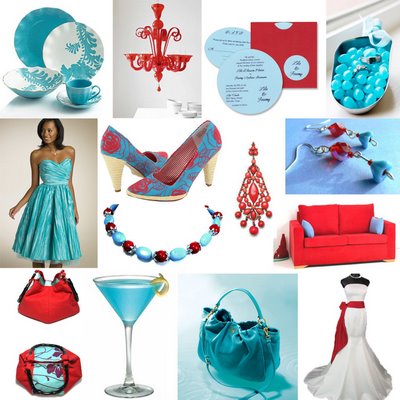 teal and red wedding ideas