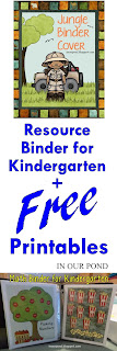 FREE Resource Binder for Kindergarten and Free Printables from In Our Pond