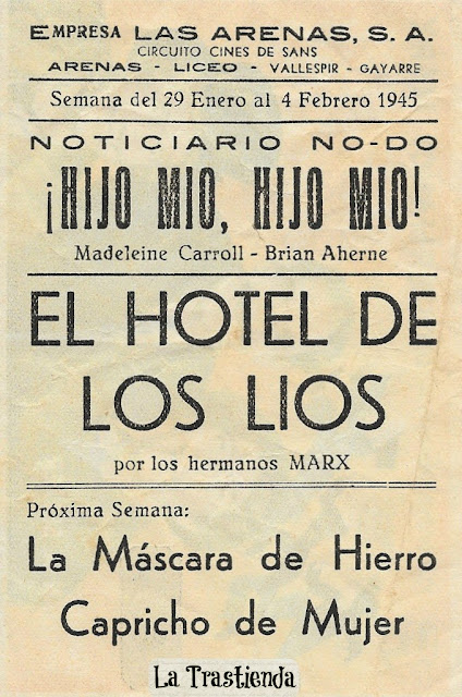 El Hotel de los Líos - Programa de cine - Los Hermanos Marx - Groucho - Harpo - Chico