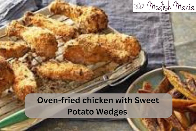 Oven-fried chicken with Sweet Potato Wedges