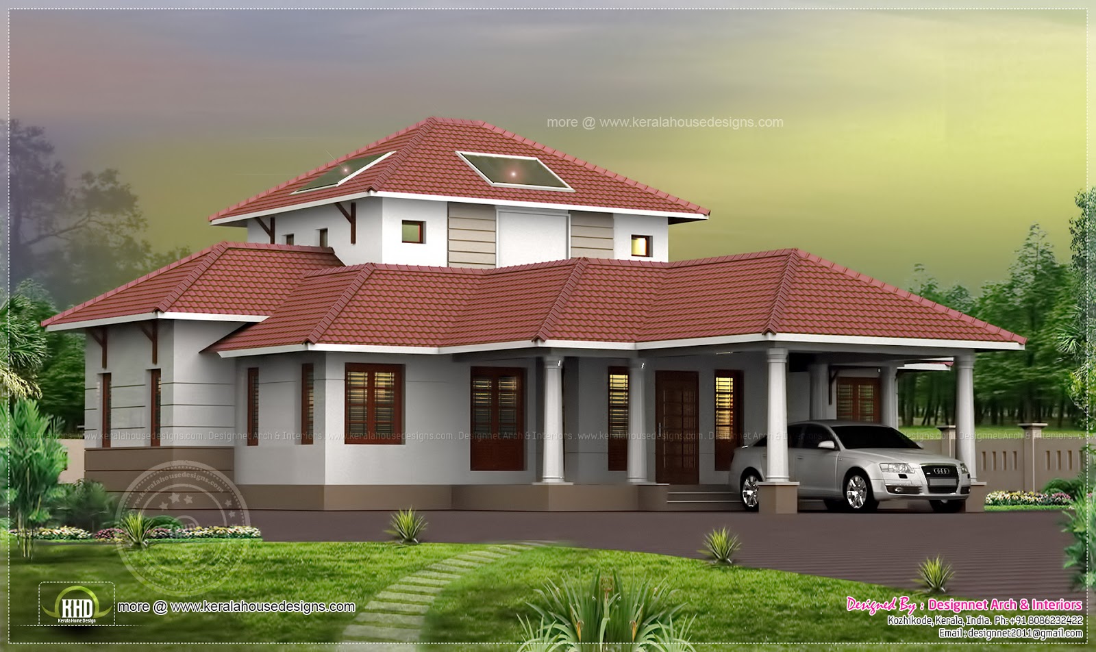 3 BHK Kerala  courtyard  single floor house  Home  Kerala  Plans 