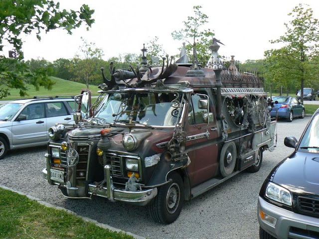 Vanadu Ford Art Car Parked - Goth Apocalypse Hunter Camper